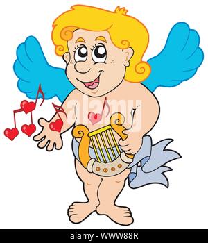 Amor spielen Harfe Stock Vektor