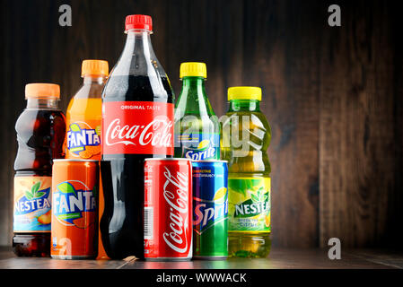 Flaggschiff Produkte der Coca Cola Company, amerikanische multinationale Beverage Corporation Stockfoto