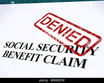 Soziale Sicherheit Anspruch verweigert Dienststempelabdruck, der sozialen Arbeitslosengeld verweigert Stockfoto