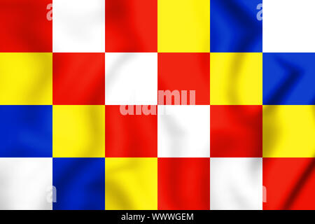 3D Flagge der Provinz Antwerpen, Belgien. 3D Illustration. Stockfoto