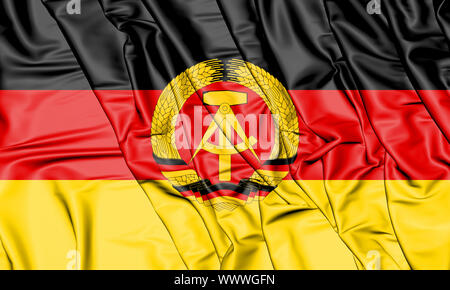 3D Flagge der Deutschen Demokratischen Republik. 3D Illustration. Stockfoto