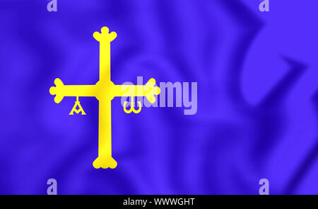 Fürstentum Asturien Flagge, Spanien. 3D Illustration. Stockfoto