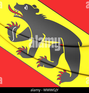 3D Flagge der Kanton Bern, Schweiz. 3D Illustration. Stockfoto