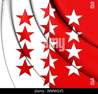 3D Flagge von Wallis, Schweiz. 3D Illustration. Stockfoto