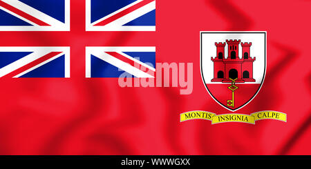 3D Civil Ensign der Gibraltar. 3D Illustration. Stockfoto