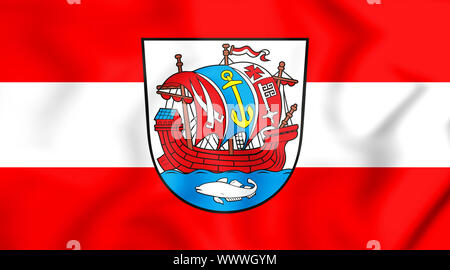 3D Flagge von Bremerhaven, Deutschland. 3D Illustration. Stockfoto