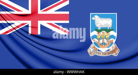 3D Flagge der Falklandinseln. 3D Illustration. Stockfoto