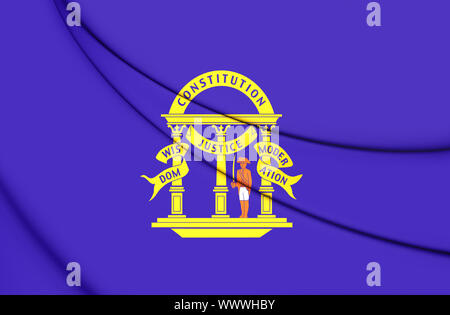 3D Flagge von Georgien (vor 1879), USA. 3D Illustration. Stockfoto