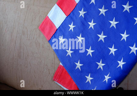 Amerikanische Flagge auf vintage car seat Stockfoto