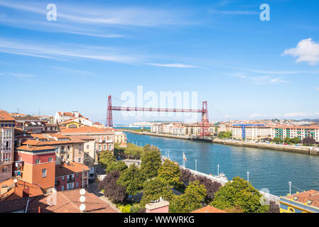 Die weltweit älteste, berühmte Transporter Bridge in Portugalete, der Regionalregierung der Provinz Vizcaya Brücke Stockfoto