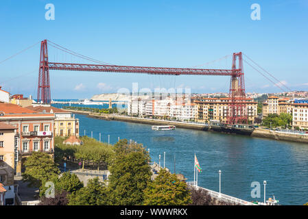 Die weltweit älteste, berühmte Transporter Bridge in Portugalete, der Regionalregierung der Provinz Vizcaya Brücke Stockfoto