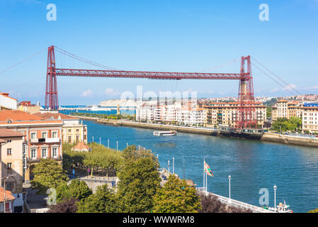 Die weltweit älteste, berühmte Transporter Bridge in Portugalete, der Regionalregierung der Provinz Vizcaya Brücke Stockfoto