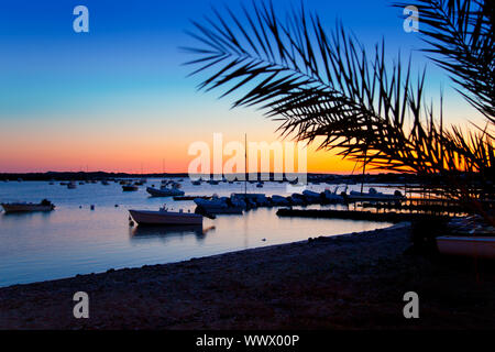 Formentera Sonnenuntergang in Se Estany des Peix See Lagune Stockfoto