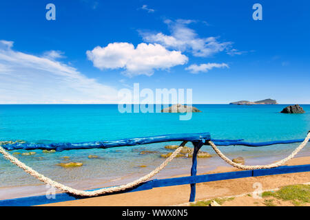 Aiguas Lehrschule Agua Blanca Ibiza Strand mit türkisblauem Wasser Stockfoto