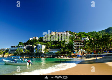 Blick auf der mexikanischen Pazifikküste resort Stadt Mismaloya in der Nähe von Puerto Vallarta Stockfoto