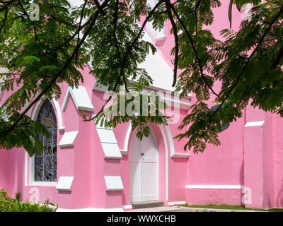 Die lackierten rosa Kirche des hl. Andreas, Hamilton, Bermuda Stockfoto