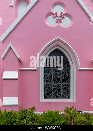 Die lackierten rosa Kirche des hl. Andreas, Hamilton, Bermuda Stockfoto