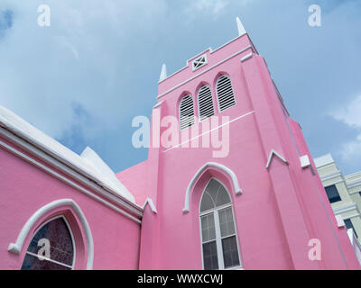 Die lackierten rosa Kirche des hl. Andreas, Hamilton, Bermuda Stockfoto