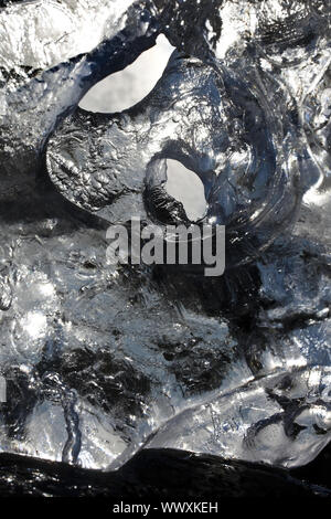 Detail eines Stück Eis der Gletscherlagune Joekulsarlon, Vatnajoekull National Park, Island Europa Stockfoto