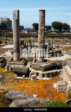 Macellum di Pozzuoli; Tempi di Serepide; Markt; Spalten die Höhe des Meeresspiegel; 1. Jahrhundert; alte Ruinen; Stadt Szene, Pozzouli; Italien; Europa; Spr Stockfoto