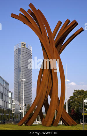 Skulptur Arc 89 vor dem Post Tower, Künstler Bernar Venet, Bonn, Deutschland, Europa