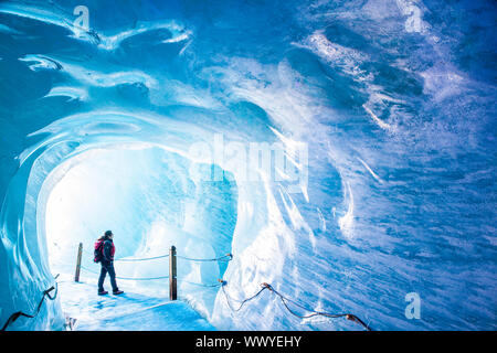 Grotte de Glace, Mer de Glace und Montenvers, Chamonix Mont-Blanc, Haure-Savoie, Rhône-Alpes, Frankreich Stockfoto