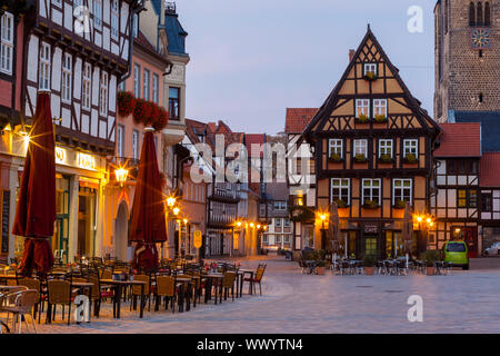 Historische Altstadt von Quedlinburg. Stockfoto