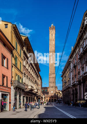 Asinelli Turm, Bologna, Emilia Romagna, Italien, Europa Stockfoto