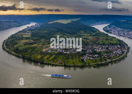 Blick vom Gedeonseck hinunter zum Rhein, UNESCO Welterbe Mittelrheintal, Rheinland-Pfalz, Deutschland, Europa Stockfoto