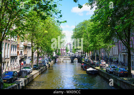 Leidsegracht Kanal, Amsterdam, Nordholland, Niederlande, Europa Stockfoto