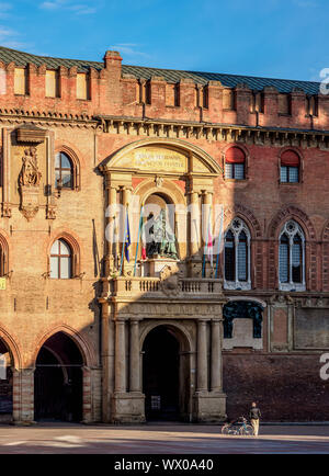 Palazzo d'Accursio, detaillierte Ansicht, die Piazza Maggiore, Bologna, Emilia Romagna, Italien, Europa Stockfoto