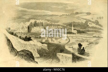 "Glenarm, Co Antrim", Mitte - Ende des 19. Jahrhunderts. Blick auf das Dorf Glenarm in der Grafschaft Antrim, an der Nordwestküste der (Nord-)Irland entfernt. Eine Choleraepidemie der Stadt im Jahre 1854 heimgesucht. Stockfoto