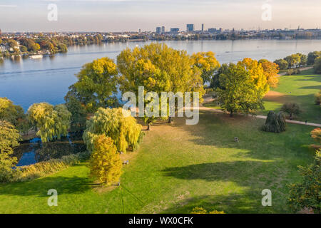 Luftaufnahme der Alster Park in Hamburg. Stockfoto