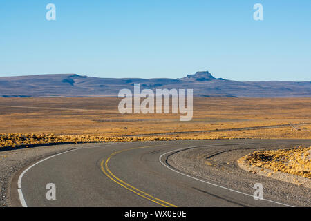 Straße durch eine Landschaft, die nationale Route 40, Patagonien, Argentinien, Südamerika Stockfoto