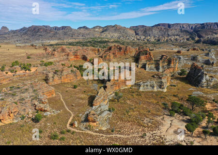 Sandstein Landschaft im Isalo Nationalpark, ihorombe Region, Provinz Fianarantsoa, Madagaskar, Afrika Stockfoto