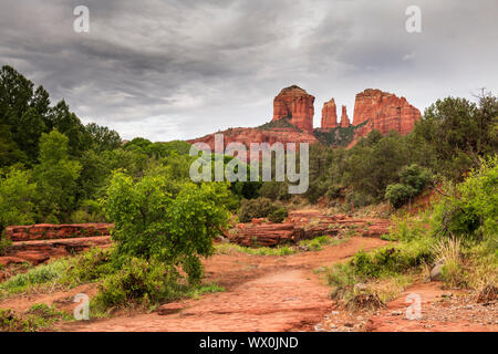 Cathedral Rock von Red Rock State Park, Sedona, Arizona, Vereinigte Staaten von Amerika, Nordamerika gesehen Stockfoto