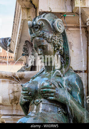 Neptunbrunnen, Detailansicht, Piazza del Nettuno, Bologna, Emilia Romagna, Italien, Europa Stockfoto