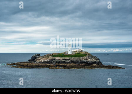 Godrevy Godrevy Leuchtturm auf der Insel in der Bucht von St. Ives, Cornwall, England, Vereinigtes Königreich, Europa Stockfoto