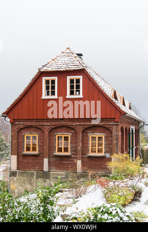 Historischen Umgebindehäuser Fachwerkhäuser in Waltersdorf Zittauer Gebirge Stockfoto