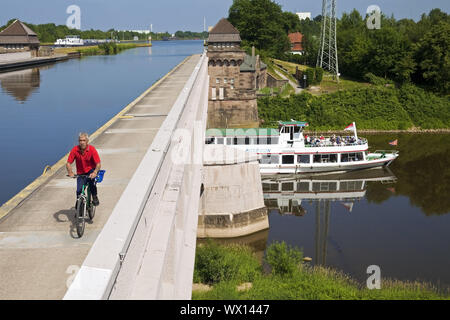 Wasserstraße Schnittpunkt, Minden, Ostwestfalen-Lippe, Nordrhein-Westfalen, Deutschland, Europa Stockfoto