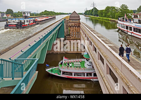 Wasserstraße Schnittpunkt, Minden, Ostwestfalen-Lippe, Nordrhein-Westfalen, Deutschland, Europa Stockfoto