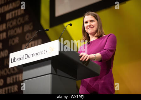 Bournemouth, UK. 15. September 2019. Jo Swinson, Führer der Liberaldemokraten, bei Q&A Session mit Partei Mitglieder während der Liberalen und Demokratischen Partei Europas Herbst Stockfoto