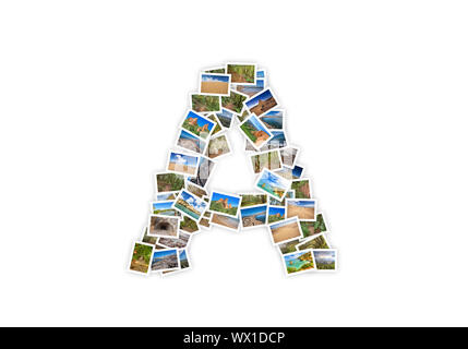 Brief einen Großbuchstaben font Form alphabet Collage aus meinen besten Landschaftsaufnahmen. Stockfoto