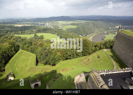 Blick von der Festung Königstein in Sachsen, Deutschland Stockfoto