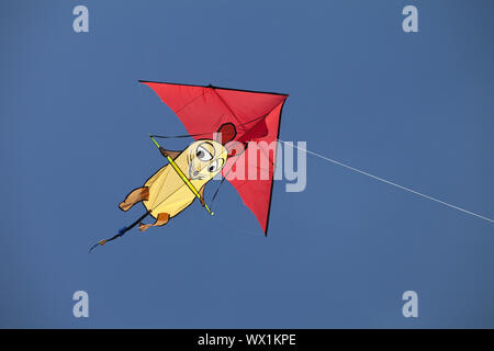 Kite mit der Sendung mit der Maus Abbildung, blauer Himmel, Deutschland, Europa Stockfoto