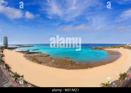 Arrecife Lanzarote Playa del Reducto Beach Luftaufnahme in Kanarische Inseln Stockfoto
