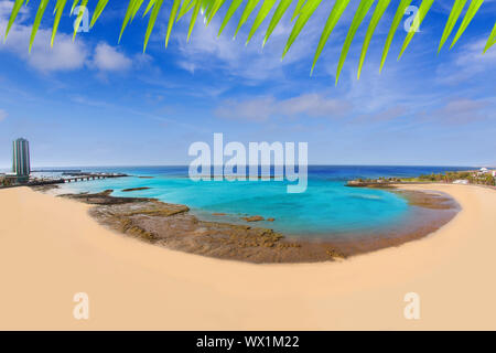 Arrecife Lanzarote Playa del Reducto Beach Luftaufnahme in Kanarische Inseln Stockfoto