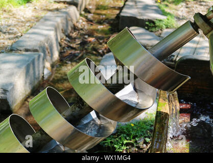 Detail einer Archimedischen Schraube Wasser Stockfoto