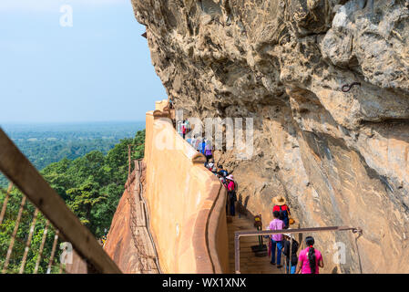 Die spiegelwand an der alten Rock Festung Sigiriya in der zentralen Provinz von Sri Lanka Stockfoto