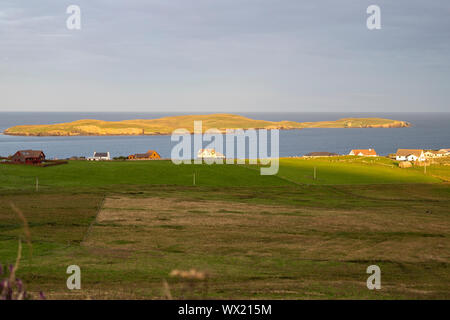 Broch von Mousa von Sandwick, Festland, Shetlandinseln, Schottland, Großbritannien Stockfoto